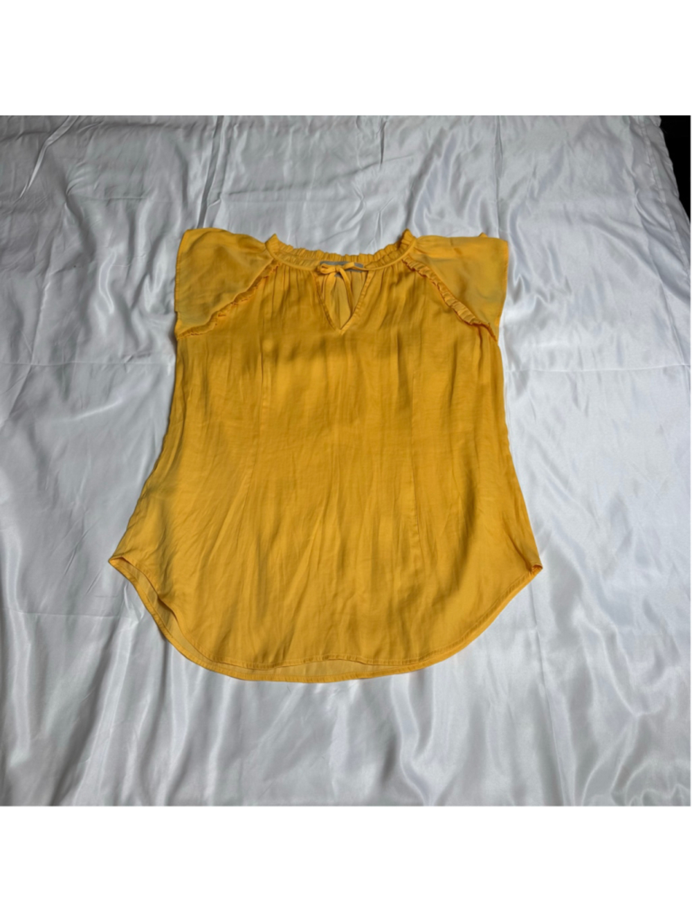 Women's LOFT Yellow Flutter Sleeve Blouse Size S